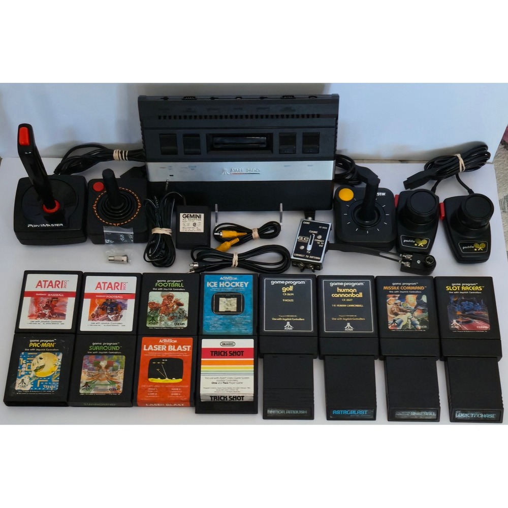 Atari 2600 Junior - Console Bundle - 16 Games - 5 Restored Controllers - Tested
